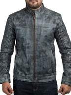 Mens Shooter Distressed Leather Jacket