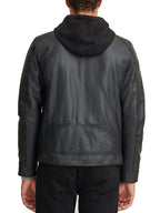 Faux Leather Jacket With Removable Hood