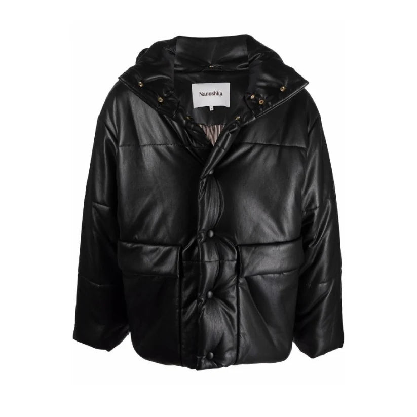 Faux Leather Puffer Jacket