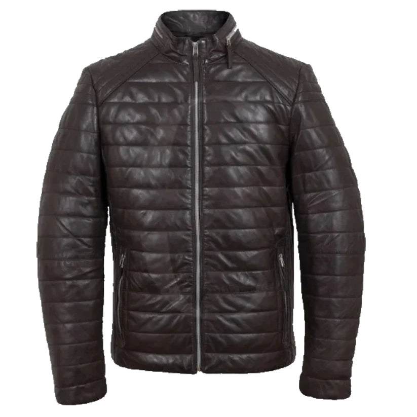Mens Puffer Leather Jacket