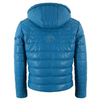 Mens Puffer Hooded Leather Jacket