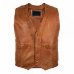Mens Leather Vest In Brown