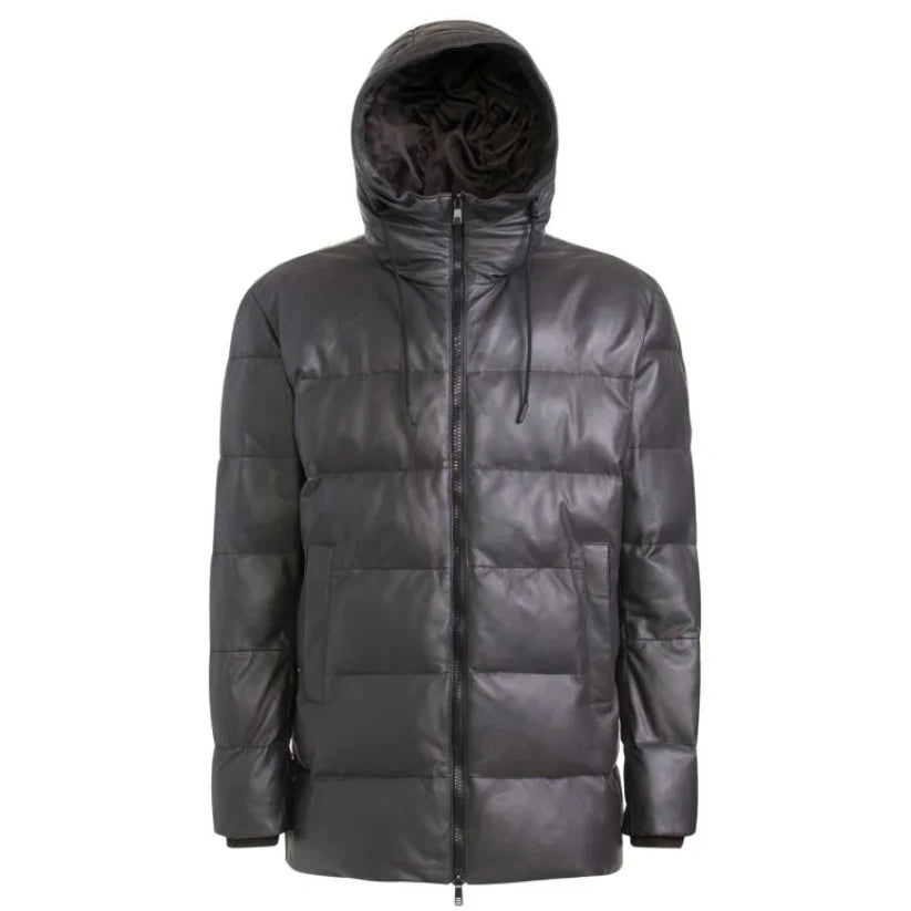 Leather And Down Puffer Jacket