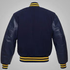 Navy Blue and Yellow Baseball Style Jacket for Men