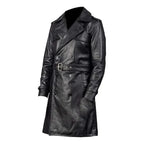 Mens Real Leather Trench Coat