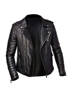 Mens Quilted Biker Leather Jacket
