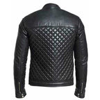 Quilted Biker Black Leather Jacket