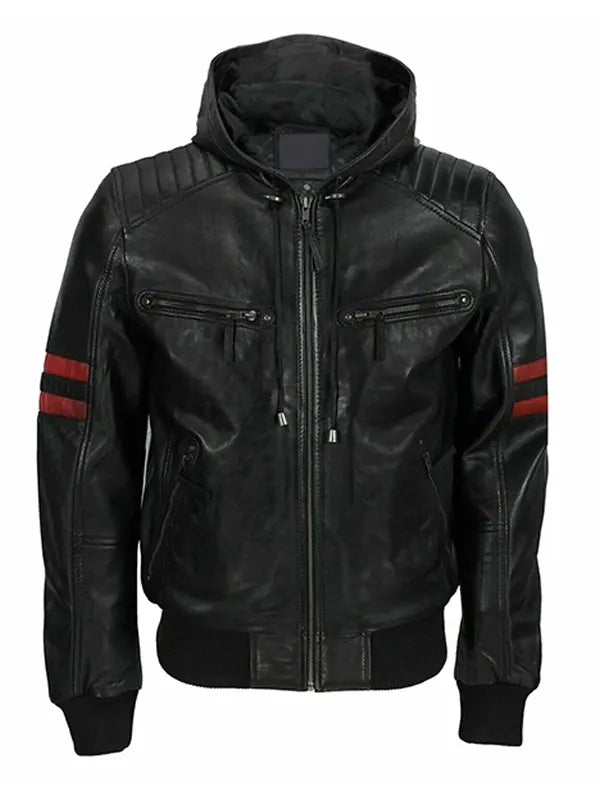 Mens Racing Hooded Biker Jacket