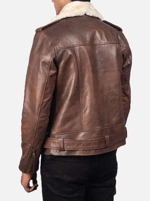 Mens Motorcycle Brown Leather Jacket