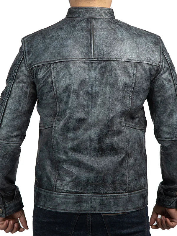 Mens Shooter Distressed Leather Jacket