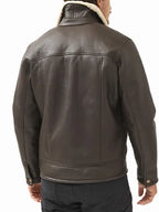 Men Brown Shearling Leather Jacket