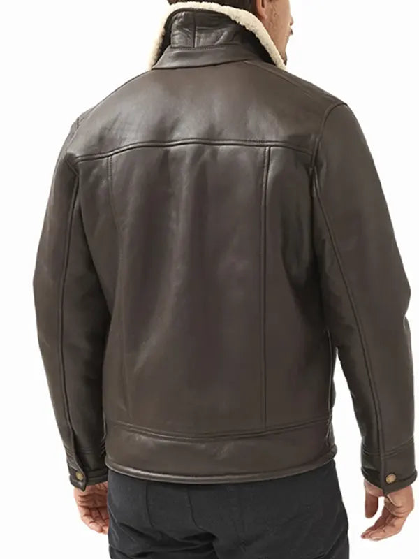 Men Brown Shearling Leather Jacket