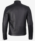 Mens Stylish Black Cafe Racer Leather Jacket