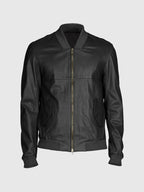 Striker Men's Black Leather Bomber Jacket