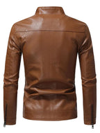 Mens Classic Slim Fit Brown Leather Jacket