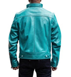 Turquoise Teal Leather Jacket