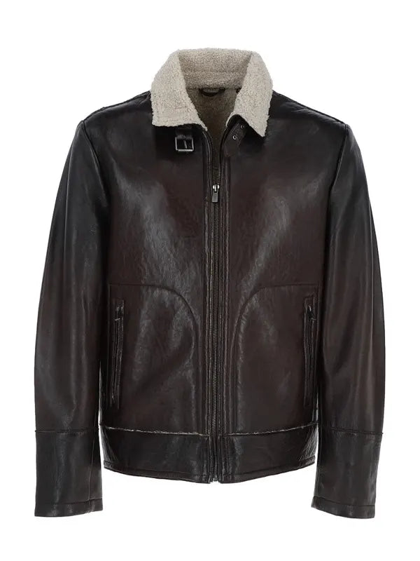 Mens Teddy Brown Leather Jacket