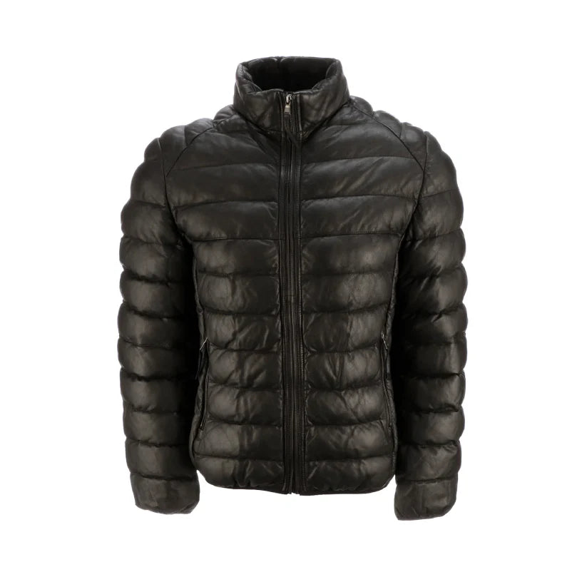 Mens Leather Puffer Jackets