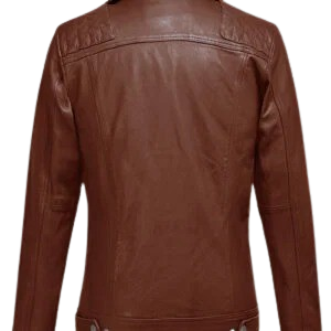 Tan leather motorcycle jacket for men