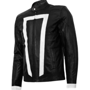 Black and White Leather Motorcycle Jacket