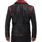 Black leather motorcycle jacket for men