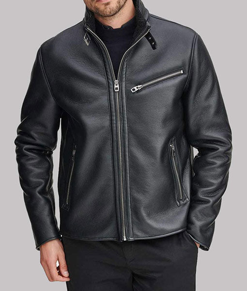 Men’s Genuine Black Biker Leather Jacket
