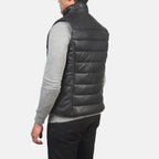 Black Leather Puffer Vest – Reeves Collection for Men