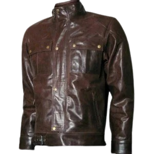 Distressed Men's Brown Leather Motorcycle Jacket