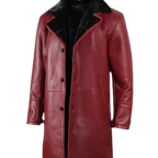 Men's Maroon Shearling Leather Fur Coat