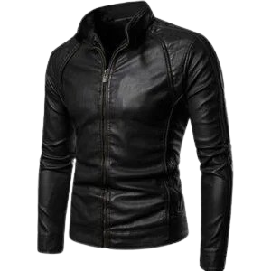 High Collar Leather Jacket