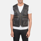 Mens Safari Brown Leather Vest