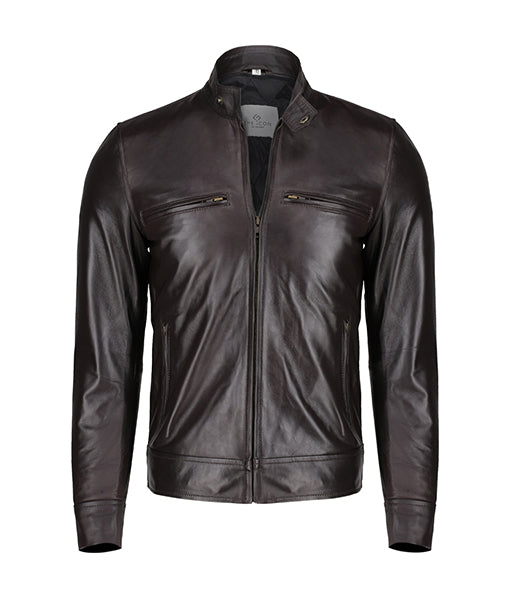 Men’s Stylish Coffee Brown Leather Jacket