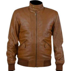 Tan Leather Bomber Jacket Men