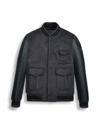Mens Varsity Bomber Leather Jacket