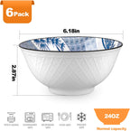 Microwave and Dishwasher Safe Blue White Bowls