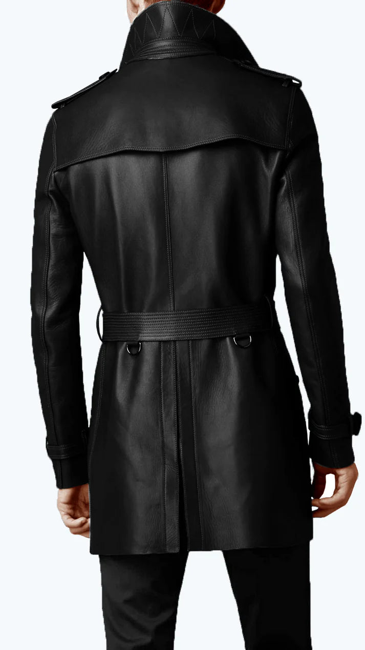 Mylion Wool-Lined Men's Winter Leather Car Coat