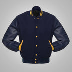 Navy Blue and Yellow Baseball Style Jacket for Men