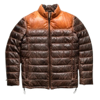 Mens Leather Puffer Jacket