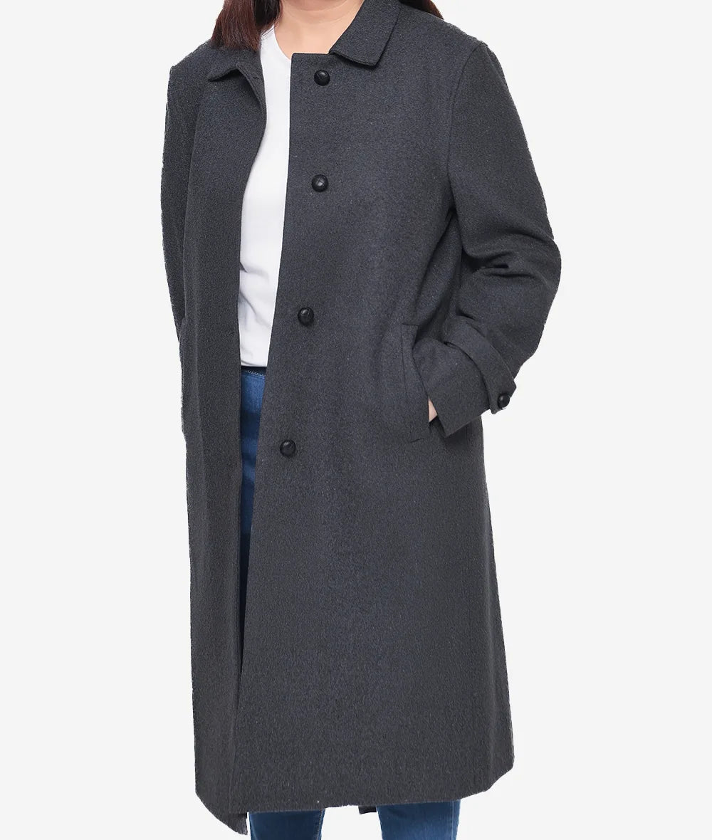 Patrice Womens Charcoal Grey Wool Coat