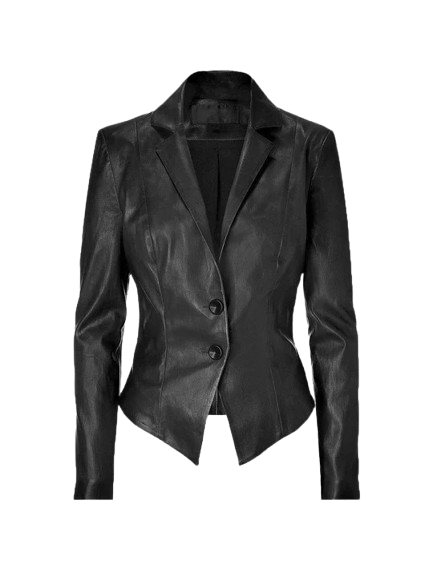 Phoenix Womens Black Leather Blazer Coat