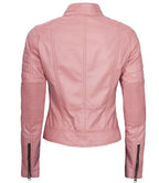 Womens Pink Leather Cafe Racer Jacket – Austin Collection
