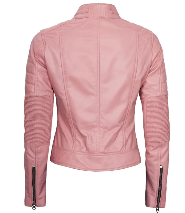 Womens Pink Leather Cafe Racer Jacket – Austin Collection