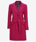 Womens Pink Wool Wrap Coat