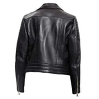 Asymmetric Zip Biker Leather Jacket For Men