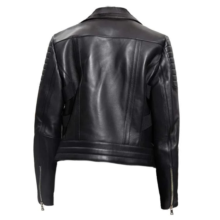 Asymmetric Zip Biker Leather Jacket For Men