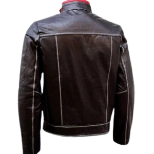 White Stitched Men's Moto Leather Jacket - Bi-Color