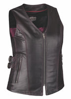 Women Purple Leather Motorcycle Vest