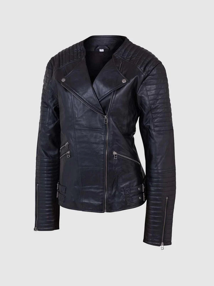 Womens Leather Quilted Jacket