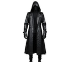 Quivon Hooded Mens Winter Leather Overcoat