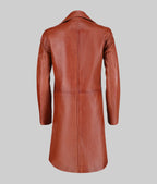 Womens Minimalist Brown Leather Trench Coat